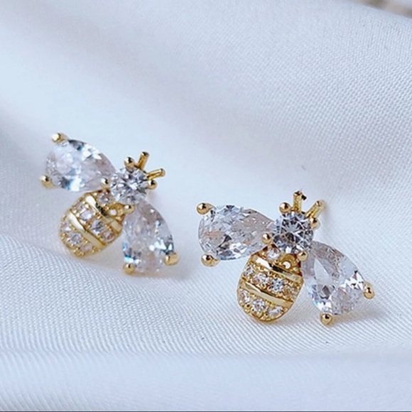 Jewelry - Restocked NEW 925 Arrival Delicate Gold Bee Stud Earrings